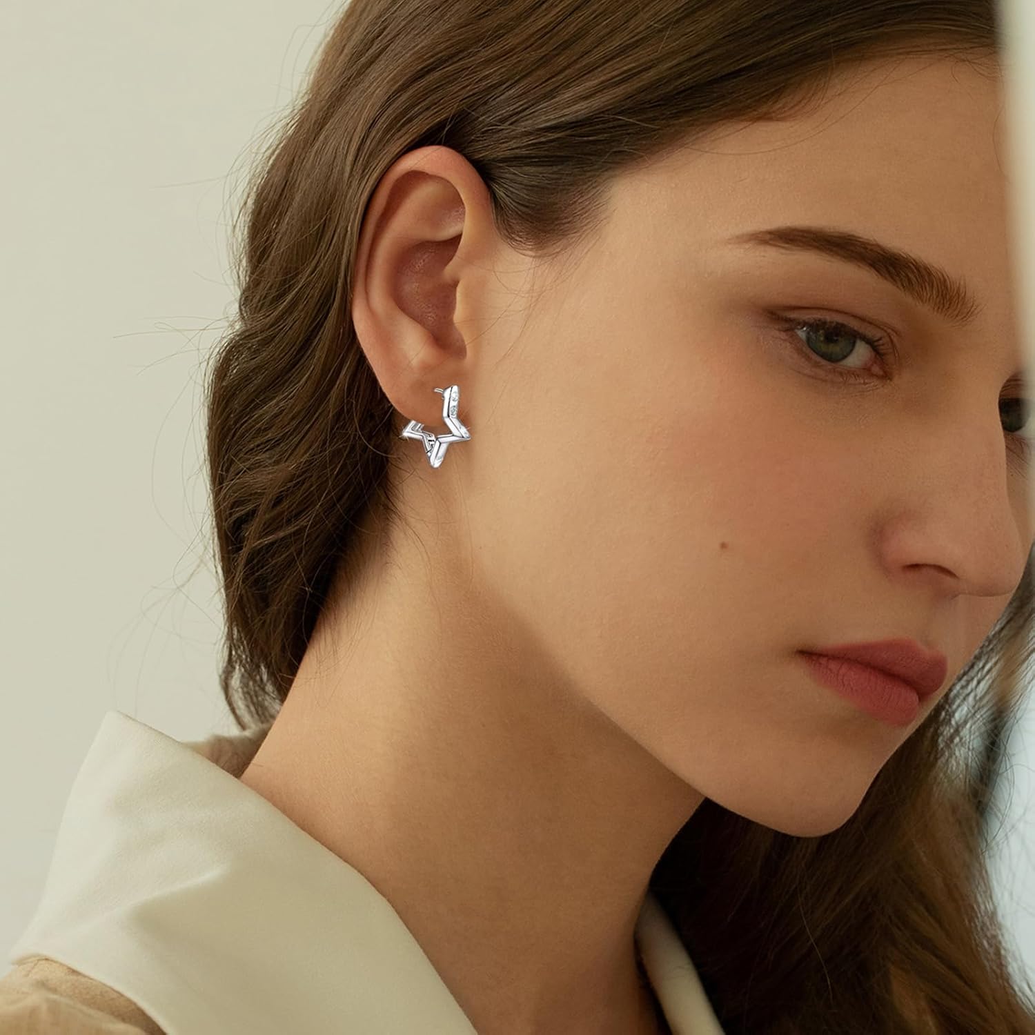 Star Earrings Sterling Silver Cute Hoop Earrings for Women Hypoallergenic Cubic Zirconia Huggie Earrings Cartilage Jewelry Gifts - Image 2