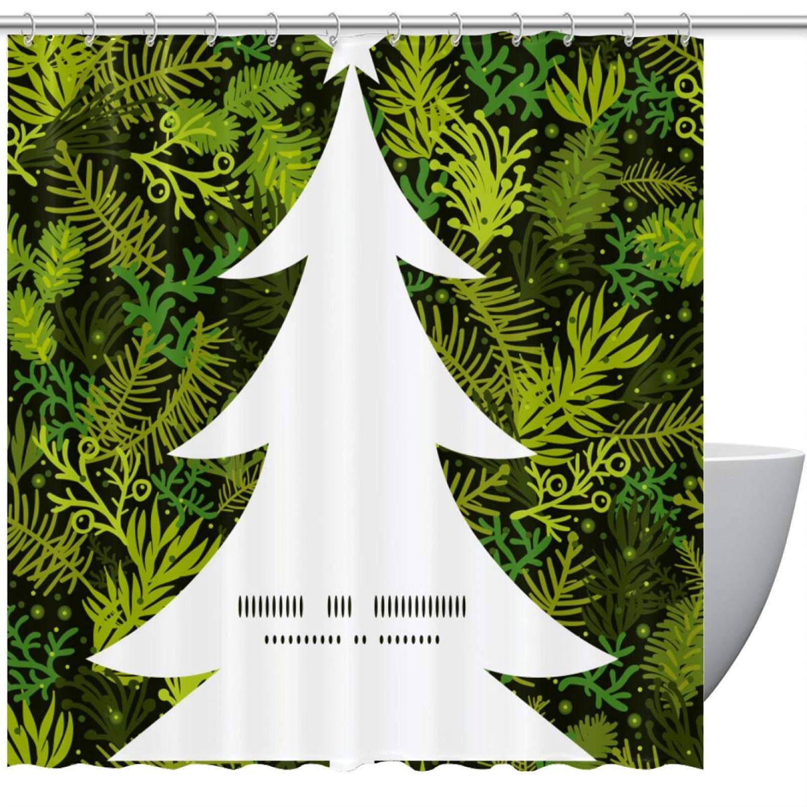 Rideau de douche motif sapin de Noël étanche pour stopper les éclaboussures avec style