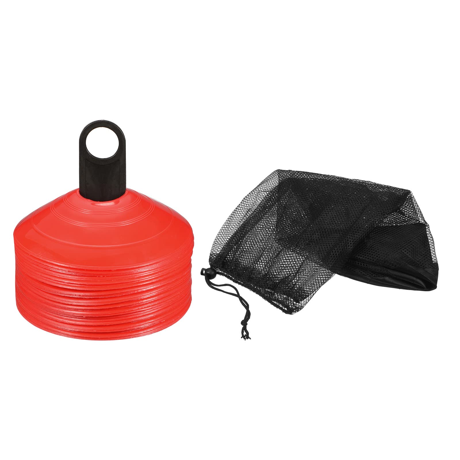 PATIKIL Fútbol Disco Conos, 40 Paquete Plástico Fútbol Campo Marcador Conos con Almacenar/Transporte Bolsa para Agilidad Deporte Entrenamiento, Rojo