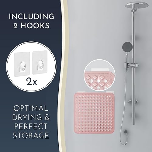 Miniatura 4 de homerella Tapete de ducha antideslizante antideslizante para cabina de ducha interior, tapete de ducha antideslizante cuadrado de 21 x 21 pulgadas