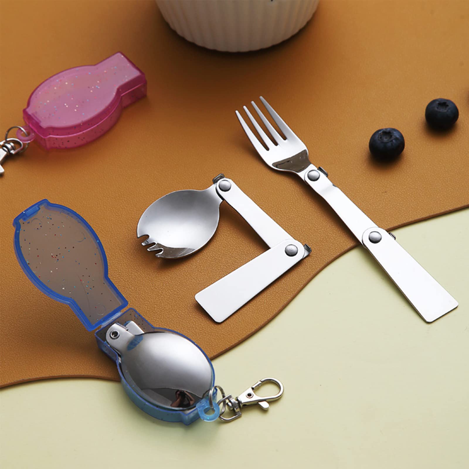 Set 2 Posate Pieghevoli In Acciaio Inox - Per Viaggio E Campeggio - Foto 2