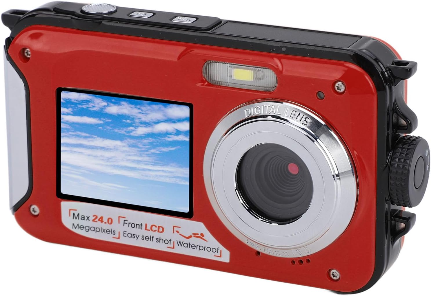 Underwater Camera for Snorkeling, HD 2.7K 48MP 11ft Camera with 16X Zoom, Autofocus Compact Digital Camera, 128GB Expandable (Red)