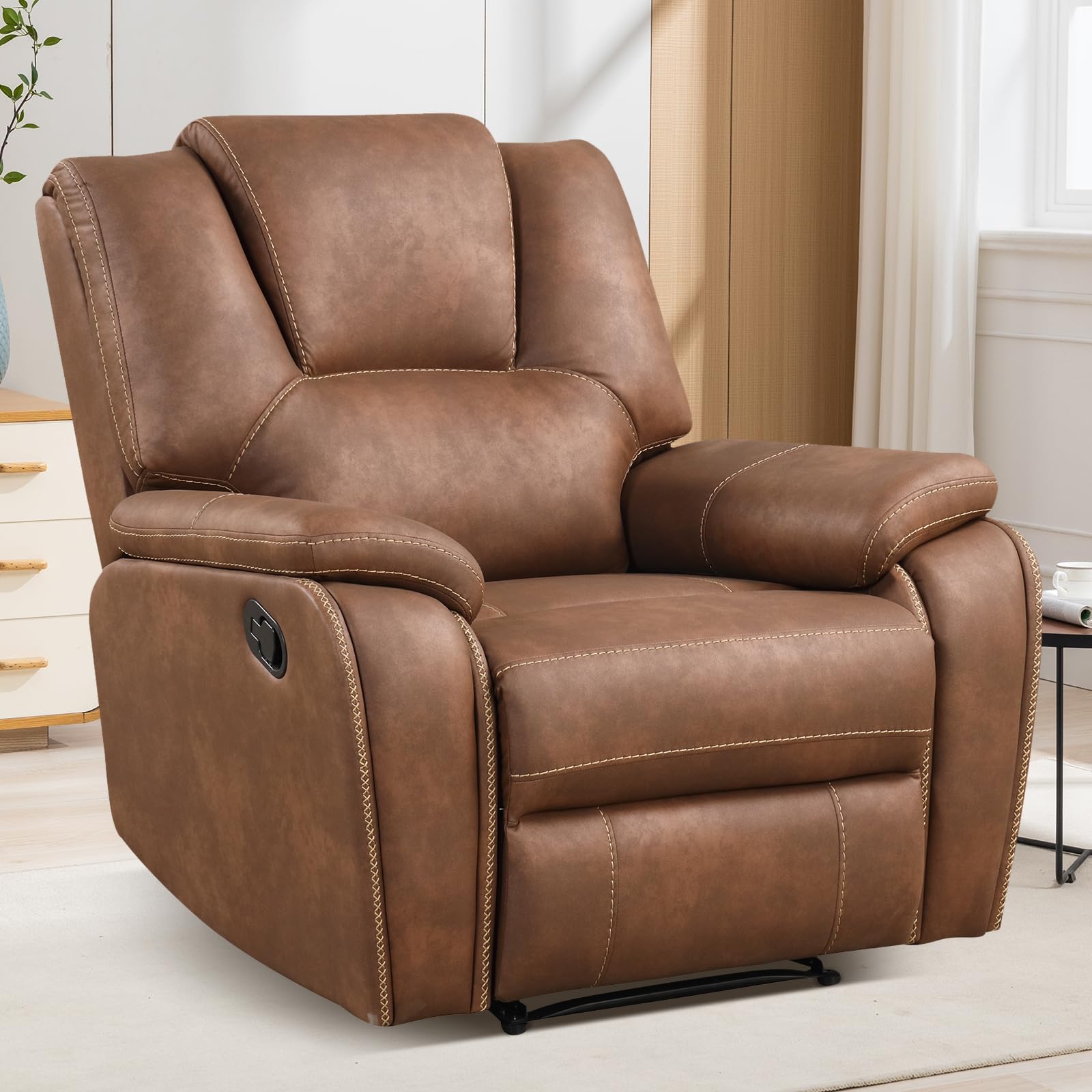 Faux Leather Brown Single Recliner Chair Small Recliner Chair