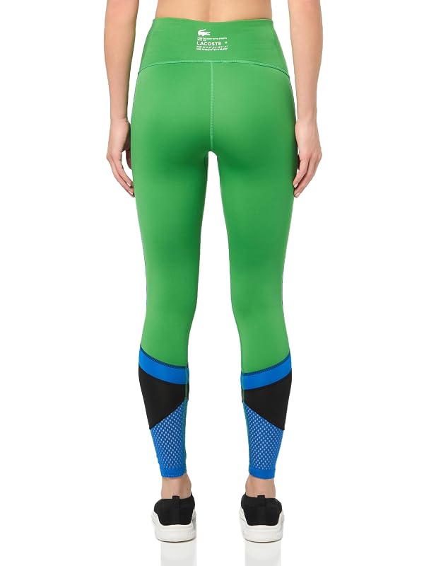 Lacoste Womens Active Laser Perforation Legging, Tarragon Green/Kingdom/Black, Small by Lacoste - Image 2