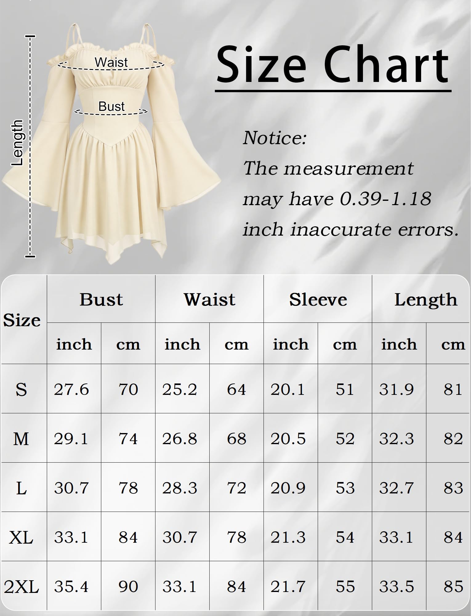 Robe médiévale pour femme - Pour Halloween - Gothique - Renaissance S-2XL | Vêtement steampunk vampire épaules dénudées/bretelles spaghetti manches longues vêtements vintage