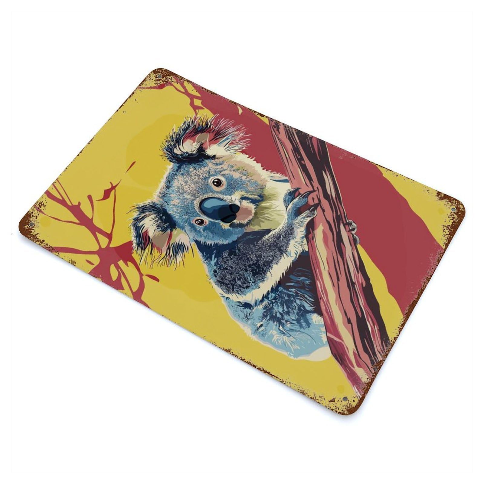 Koala on Branch Decorative Tin Sign 11.8"x7.9", Retro Wall Decor for Living Room, Hallway And Home Decor