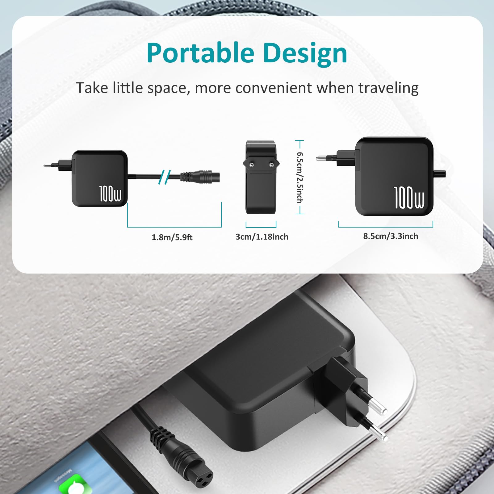 100W 90W 65W Chargeur Universel PC Portable pour HP ASUS Lenovo Acer Dell Toshiba Sony Samsung Chargeur Ordinateur avec 18 Connecteurs, Pas de USB-C