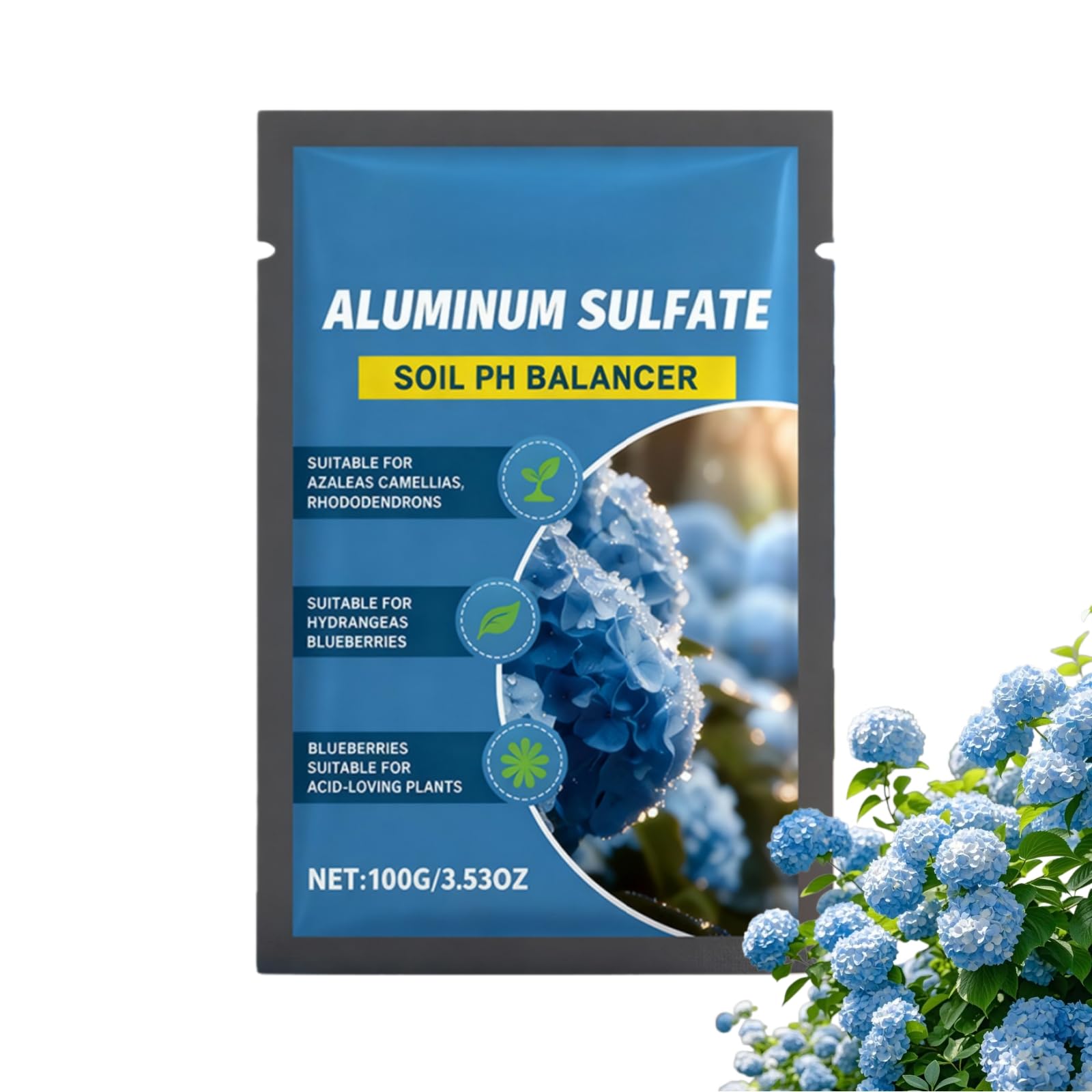 Hydrangea Fertilizer & Soil Acidifier – Aluminium Sulphate for Blue Hydrangea Feed,Acidic Soil Improver for Garden,Hydrangea Food & Soil Conditioner,Plant Fertilizer for Outdoor Pond