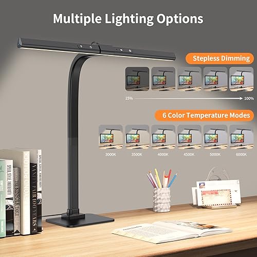 Miniatura 3 de KableRika Lámpara de escritorio LED lámparas de escritorio de arquitecto brillante de 12 W para oficina en casa lámpara de mesa alta regulable con