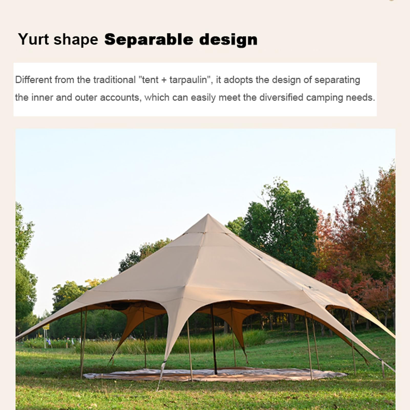 Happybuy Canvas Bell Tent 4 Seasons Breathable 100 Cotton Canvas Yurt - View #8