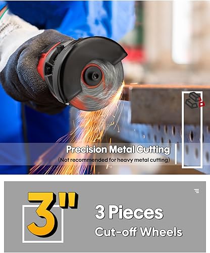 Miniatura 6 de SHALL Herramienta de corte de alta velocidad de 3 pulgadas, herramienta de corte de metal de 3.5 amperios con 3 piezas de ruedas de corte