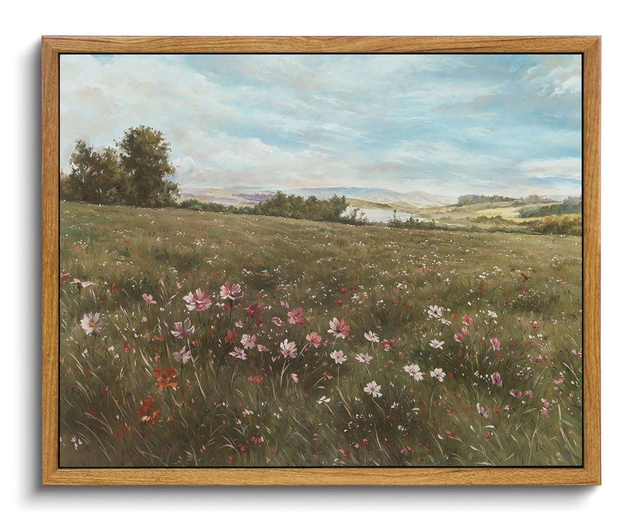 OIQArtOIQ Framed Canvas Wall Art,Vintage Decor,Landscape Nature Country Wildflower Paintings Farmhouse Pictures Modern Artwork Rustic Fall Flower Prints Cottagecore Office Living Room Bedroom Bathroom — view 64