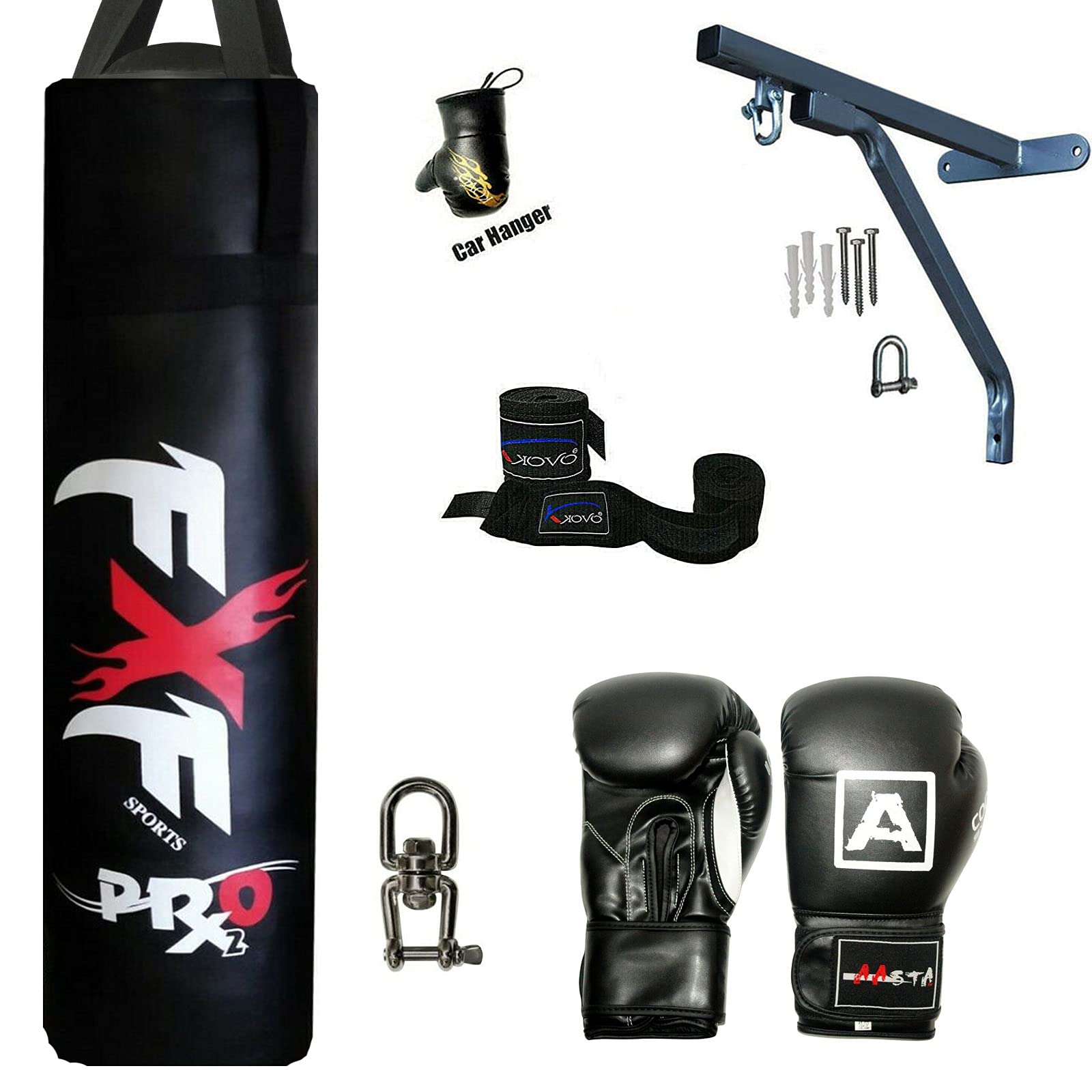 MADX 13 Piece 4ft Boxing Set Filled Heavy Punch Bag Gloves,Chain,Bracket,Kickbag