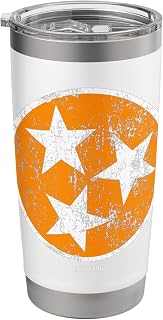 3 Star TN Flag Orange & White Tennessee State Flag Est. 1796 Stainless Steel Insulated Tumbler