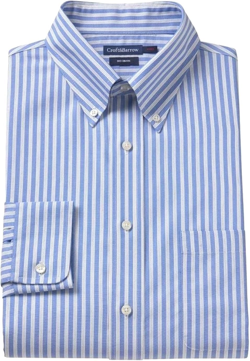 Croft & Barrow Men's Classic Fit 100 Cotton No Iron Dress Shirt Blue