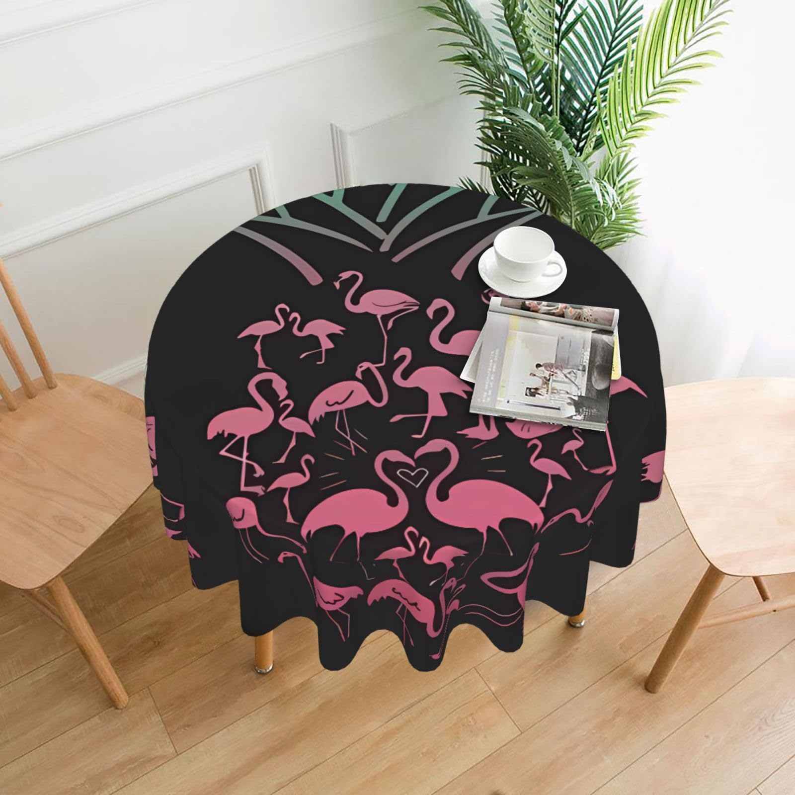 WHJSHOP pineapple flamingos Prints Round Decorative Throw – 60in Stylish Table Cover for Dining, Parties & Outdoor Events