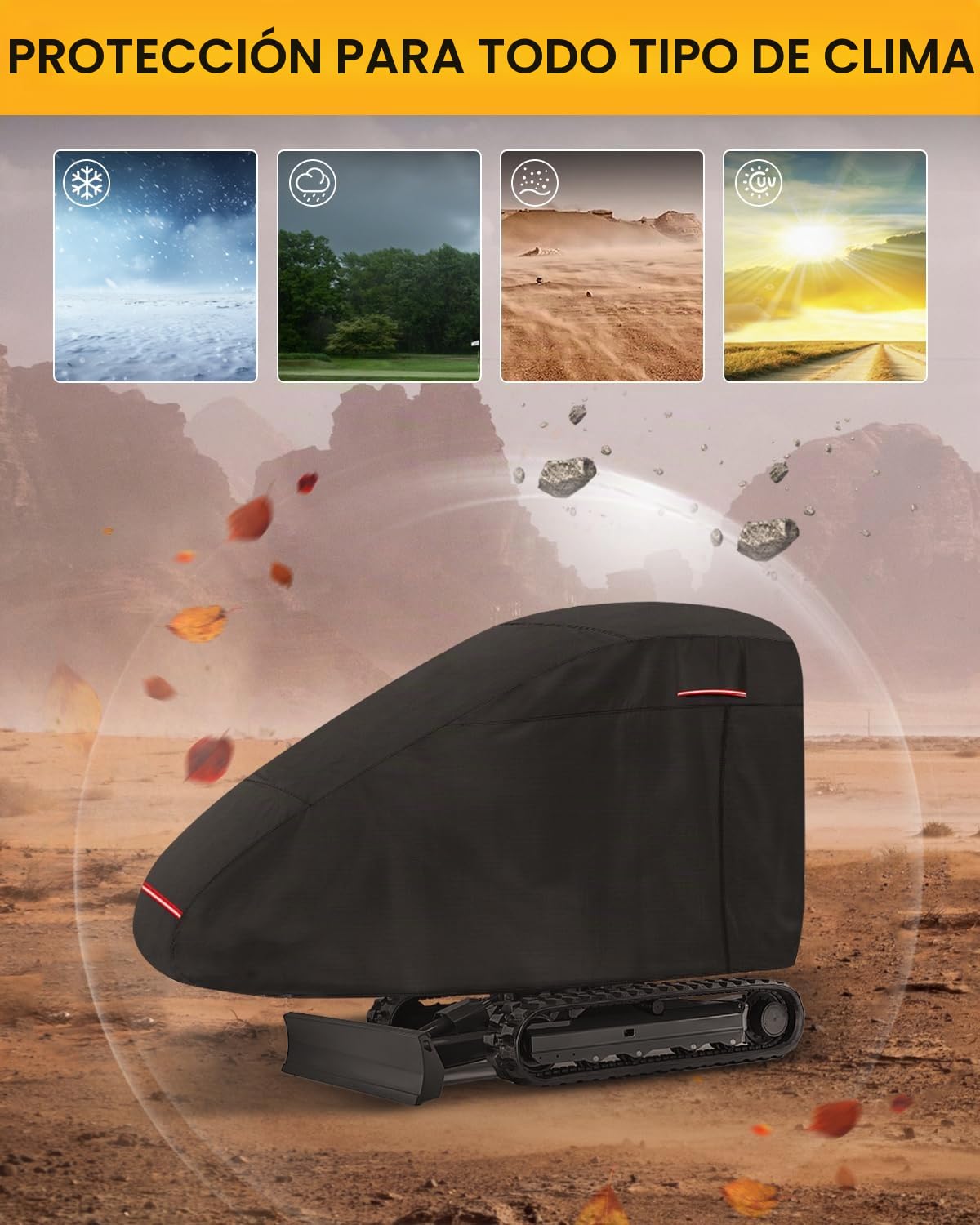 Cubierta Mini Excavadora Funda para Excavadora Cubierta Protectora para Miniexcavadora Protección UV contra La Lluvia con Tira Reflectante Hebilla a Prueba de Viento y Cremallera 300x160x74cm