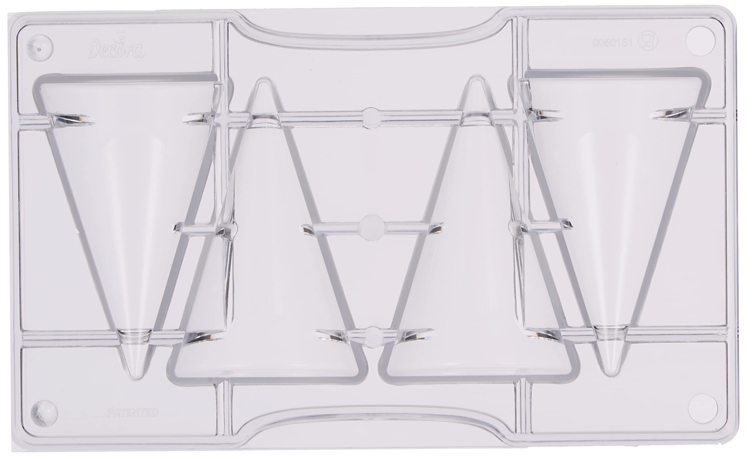 Decora Neutral 0050151 Cone Chocolate Mould 4 Cav Ø 50 X 80 200 X 120 X 22 H Mm, Policarbonato,