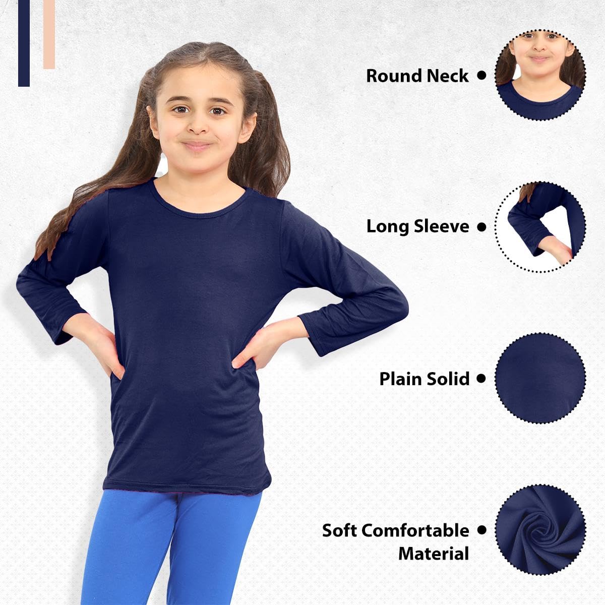 Janisramone Maglietta a maniche lunghe per bambini, tinta unita, per uniforme scolastica, confezione da 2