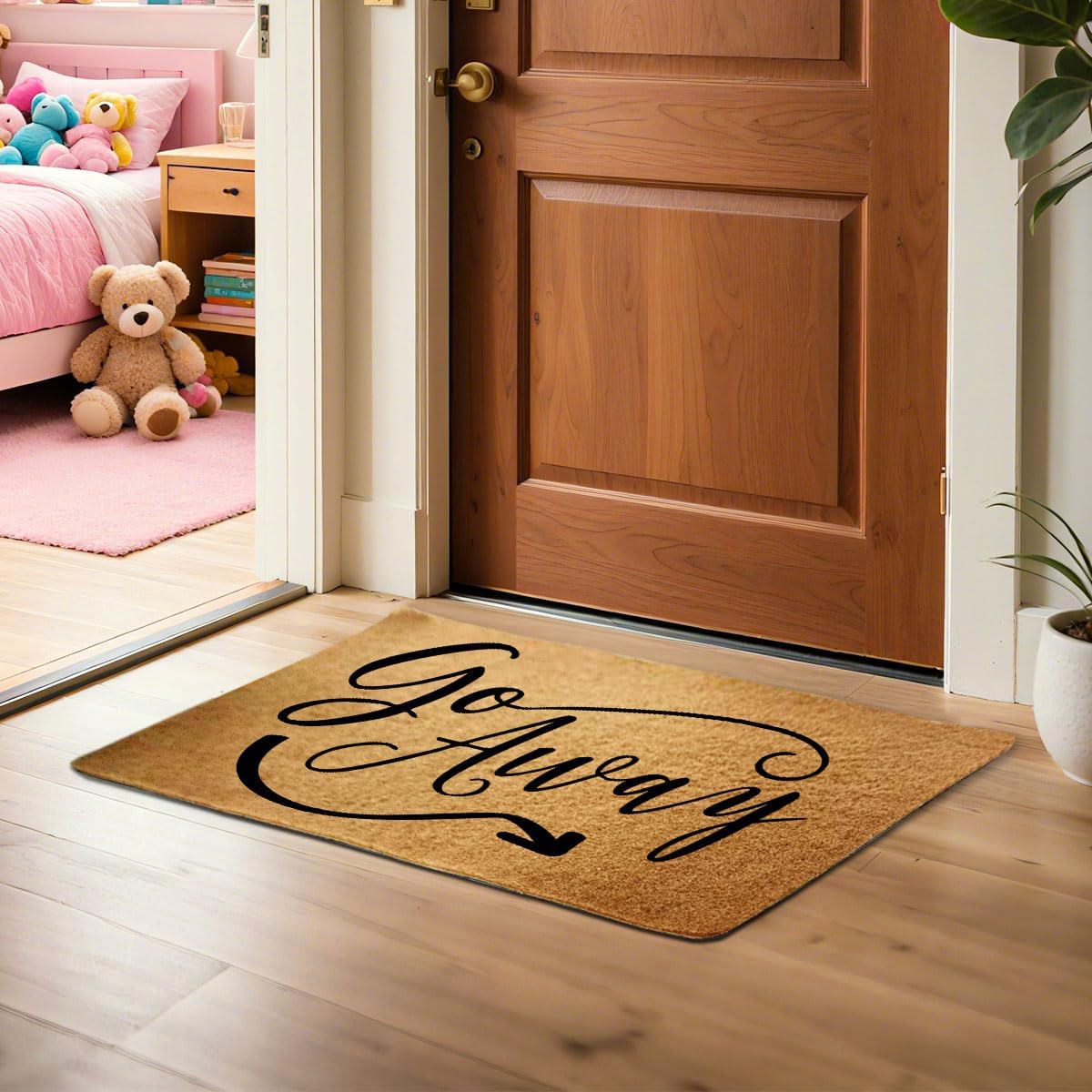 Go Away Doormat, Funny Door Mat Outdoor, Faux Coco Coir Doormat with Non-Slip PVC Backing, Unwelcome Mat for Outdoor Indoor Entryway Porch Home, Funny Gifts for Introvert Home Decor Lovers