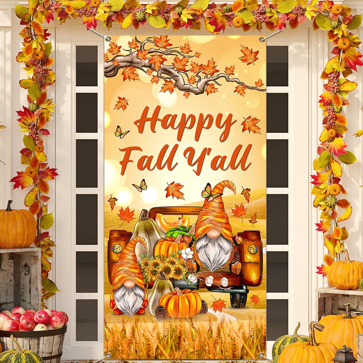 Fall Decorations Happy Fall Y'all Door Cover Fall