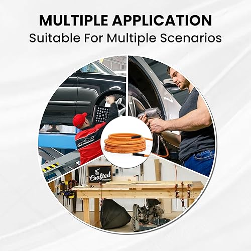 Miniatura 7 de Giraffe Tools Hybrid Air Hose, 3/8 inch x 50 ft, 1/4 in. MNPT Fittings, 300 PSI Heavy Duty, Lightweight Air Compressor Hose
