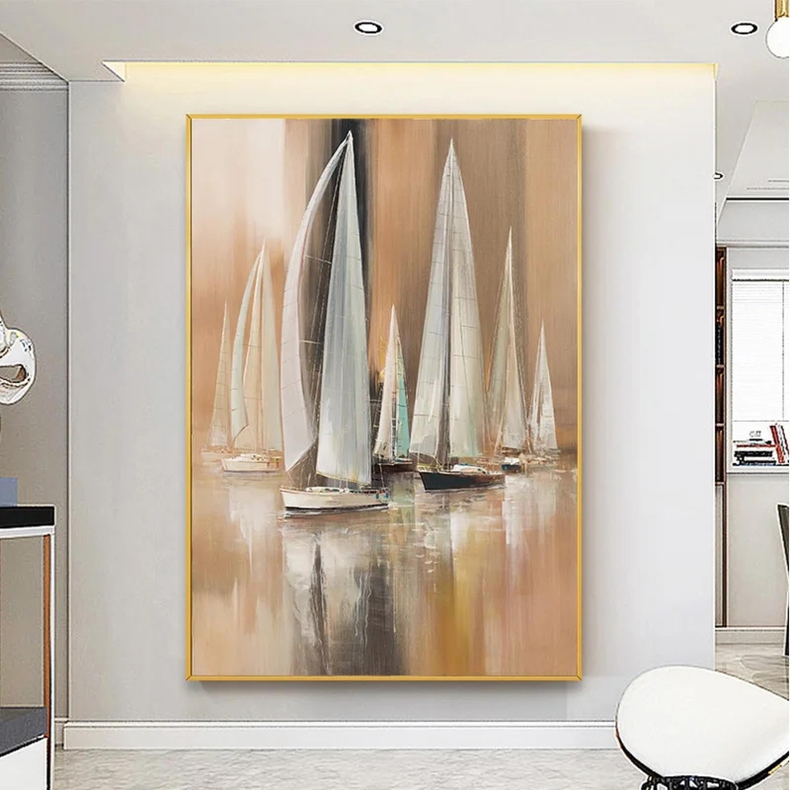 Décoration d'intérieur tableau mural bateau abstrait moderne 70x105