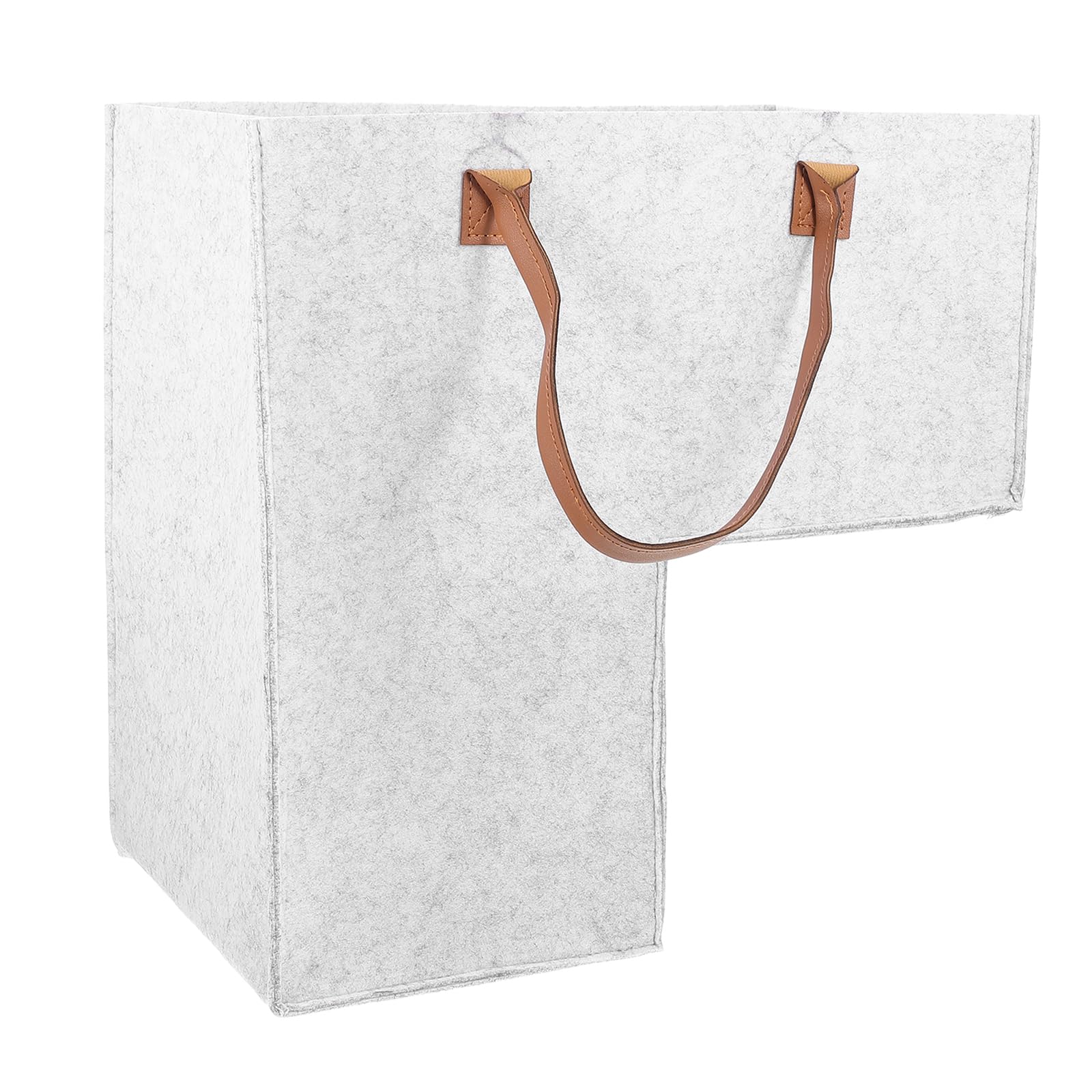 L-Shaped Felt Stair Basket with Handles, Versatile Storage Organizer for Laundry, Toys, and Household Items, Light Grey, 16.73 X 16.73 X 10.03 Inches