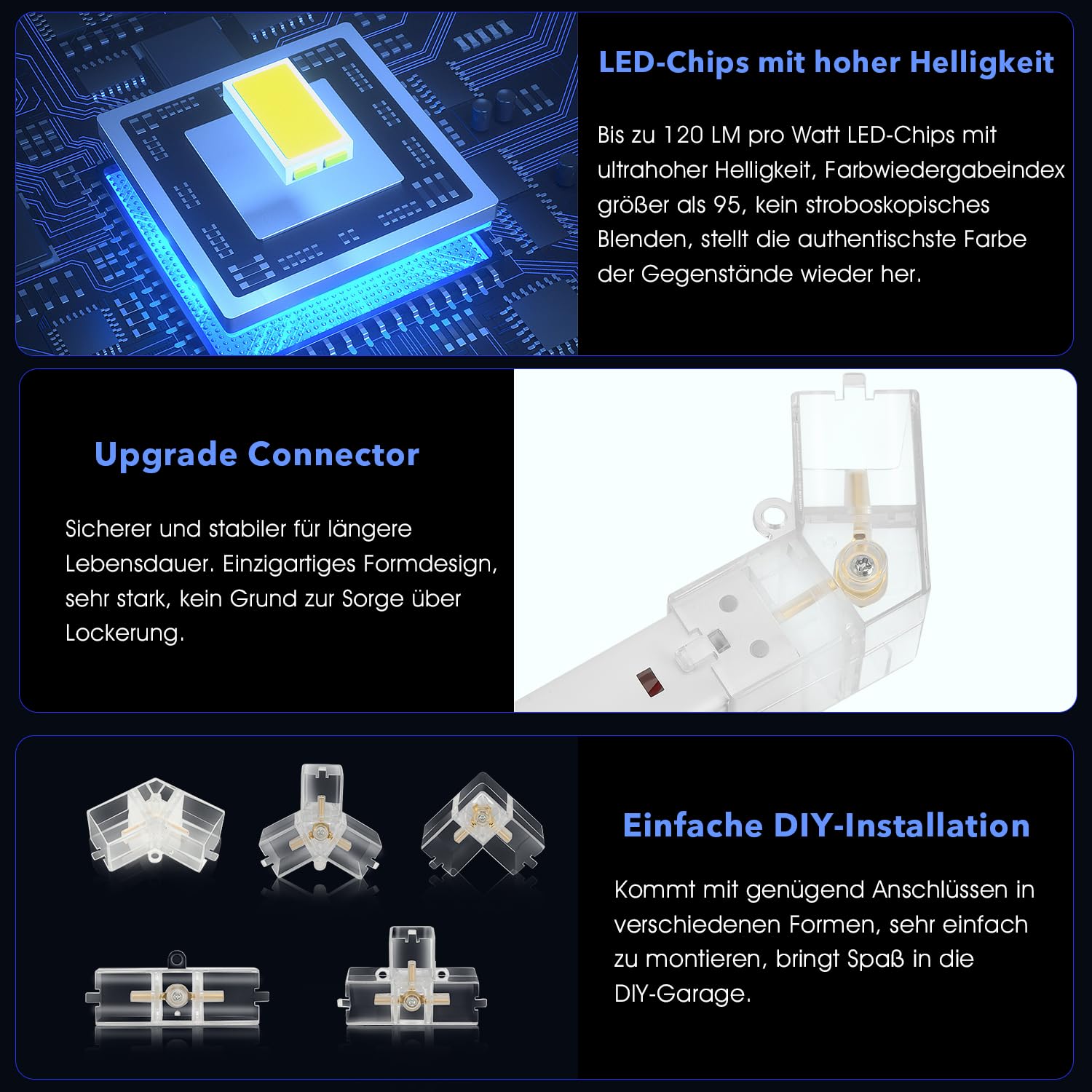 Hexagon LED Deckenleuchte 680W 6500K Weiß Rechteck für Garage Werkstatt Lager