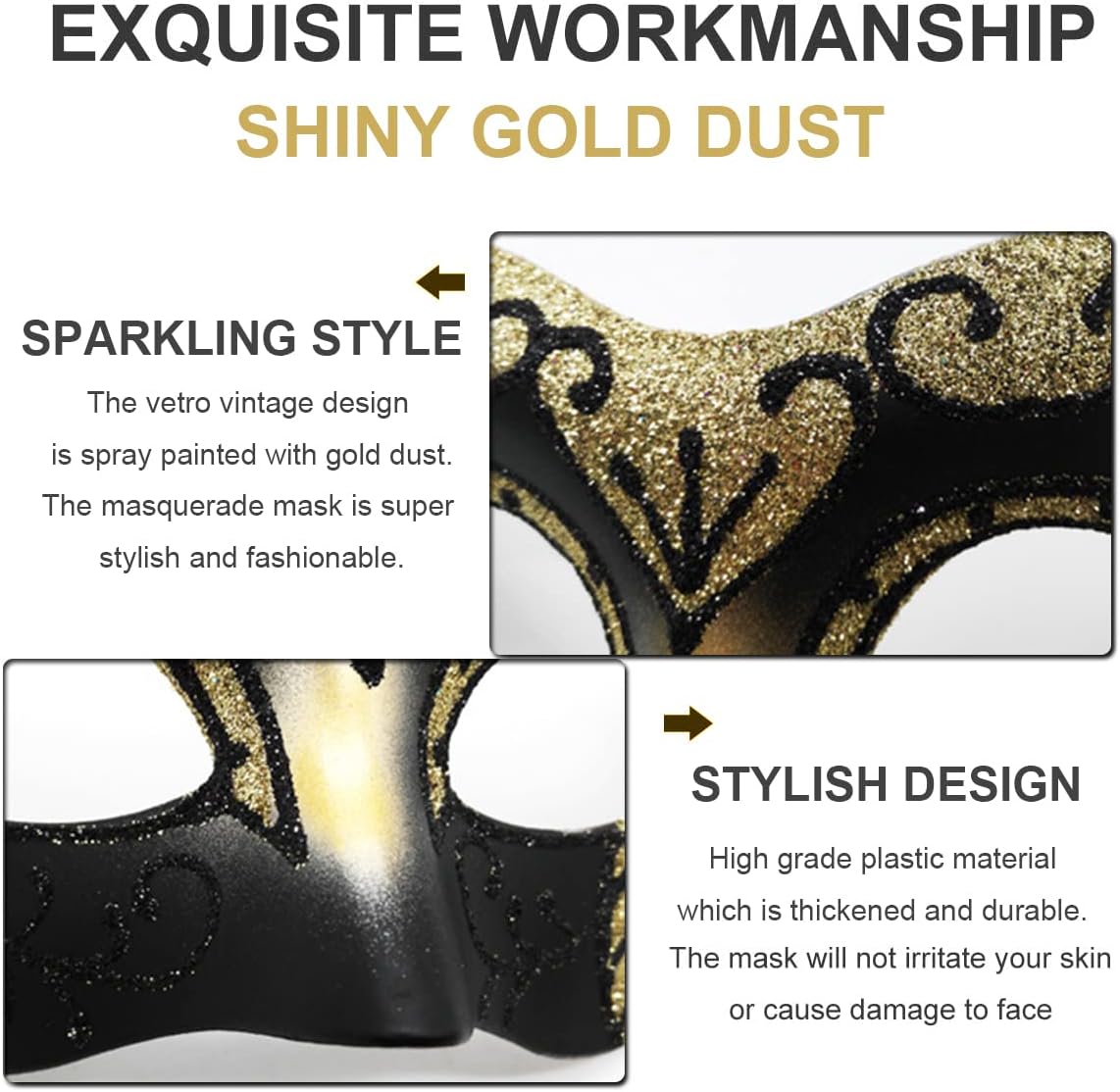 Masquerade Mask for Couples Lace Eye Mask Venetian Carnival Halloween Mask Party Ball Prom Mask Costume Mardi Gras 2Pack - Image 2