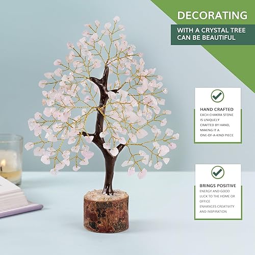 Miniatura 7 de Árbol de cristal de cuarzo rosa, piedras preciosas rosas Feng Shui, decoración natural para el hogar y el escritorio, gemas de buena suerte y