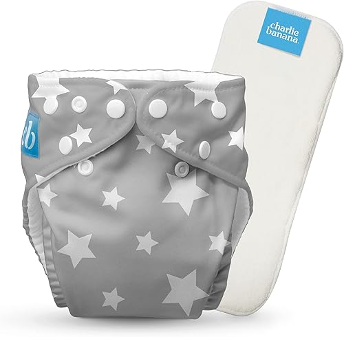 Charlie Banana Pañales de tela, reutilizables, lavables, ajustables, talla única, para bebés y niños pequeños, con inserto absorbente, Twinkle
