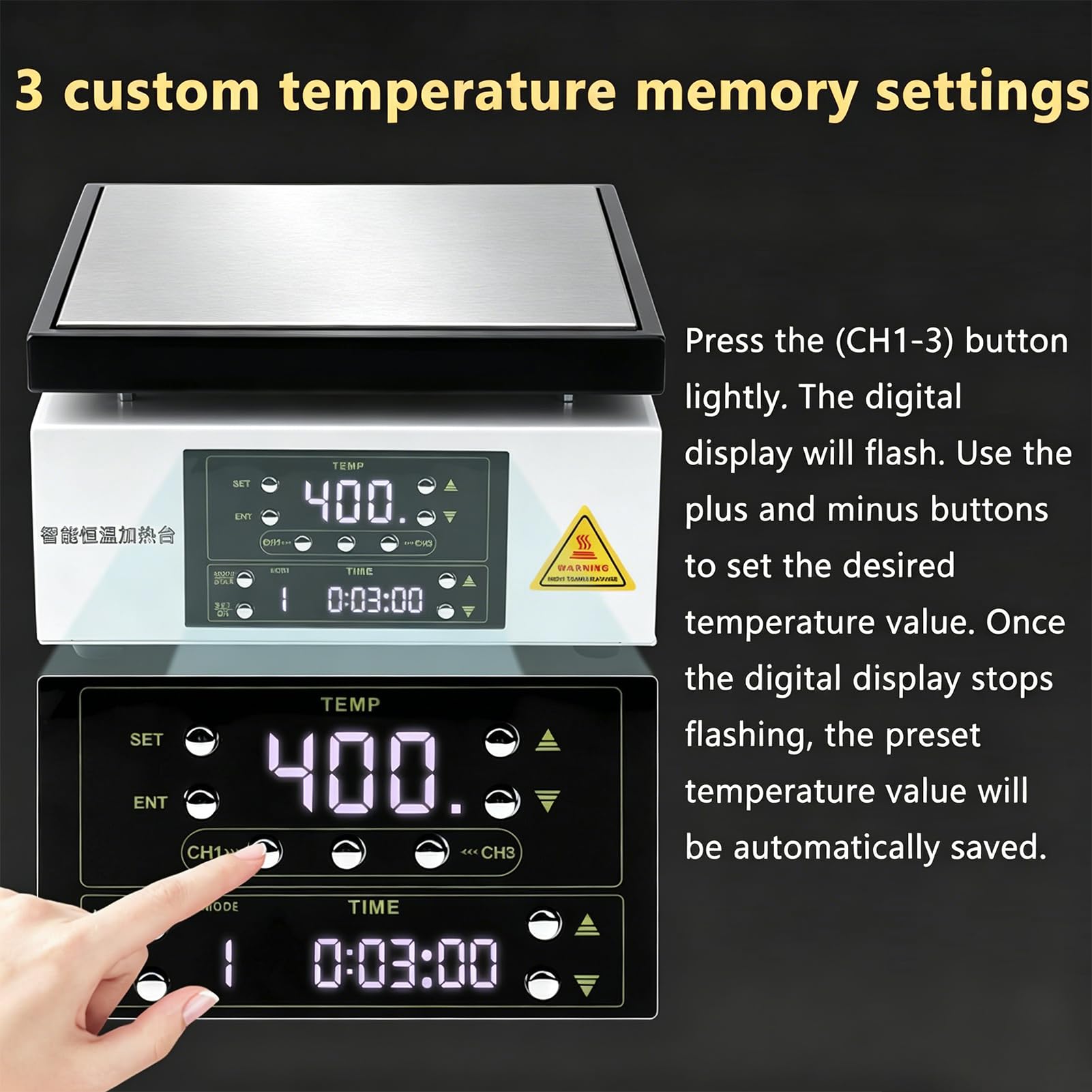 Placa Calefactora Eléctrica, Estación de Soldadura PCB con Almohadilla de Aislamiento Térmico y Pantalla LED, Ajuste de Temperatura y Función de Temporizador, Máquina de Calentamiento y Sellado 700w
