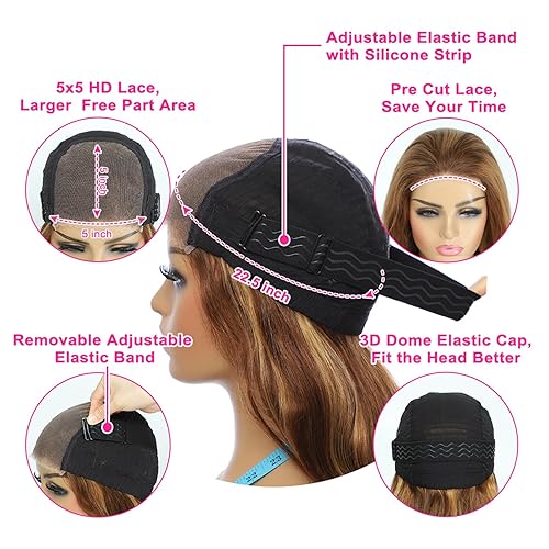 Miniatura 6 de Pelucas de cabello humano con cierre de encaje HD de 5 x 5, sin pegamento, precortadas, 30 pulgadas, ondulado, densidad 180, sin pegamento, rubio