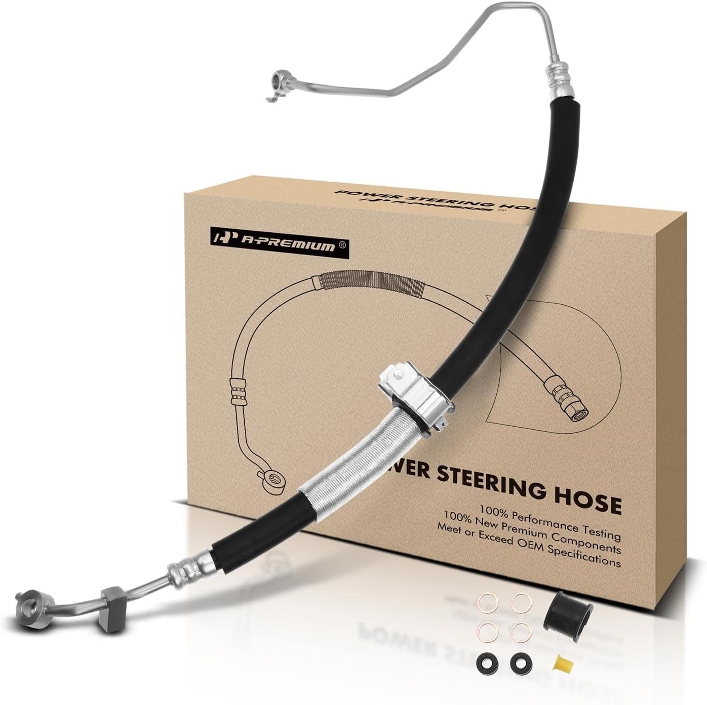 A-Premium Power Steering Pressure Hose Line Assembly Compatible with Nissan Maxima 2009-2014, Altima 2008-2012, 3.5L, with Washer, O-ring & Aluminum Foil Sheath, Pump to Rack