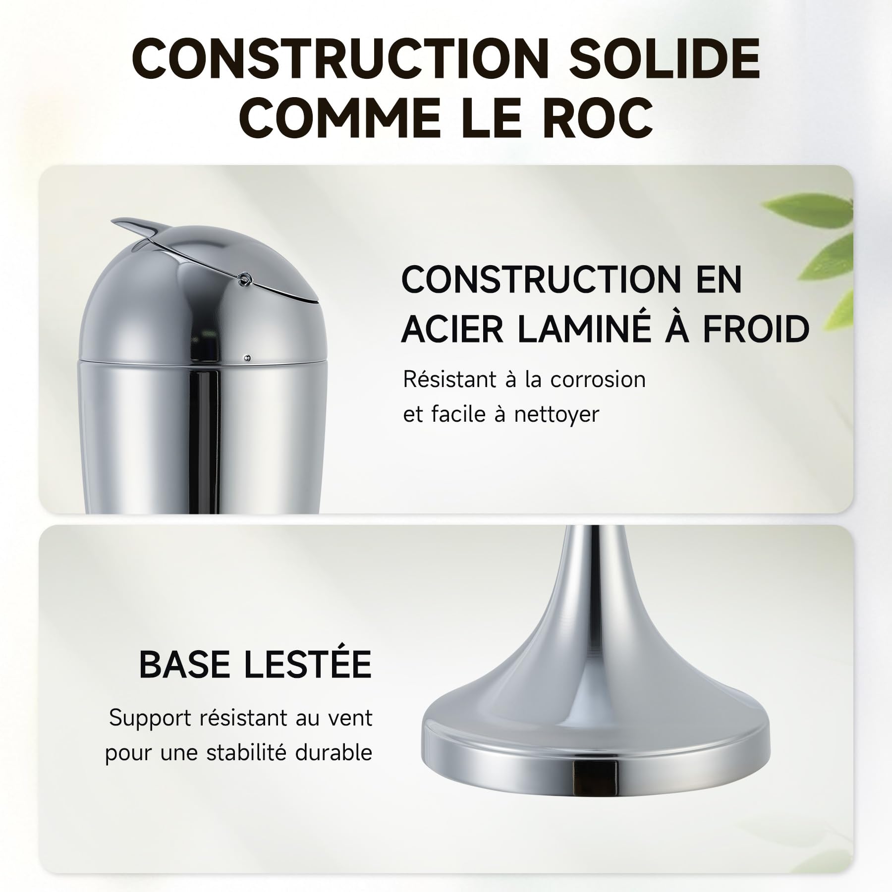 CO-Z Cendrier sur Pied Intérieur et Extérieur Hauteur Réglable 50/70/90 cm avec Couvercle en Acier pour Cigarettes pour Cigares pour Patio Décoration de la Maison et du Bureau, Argenté