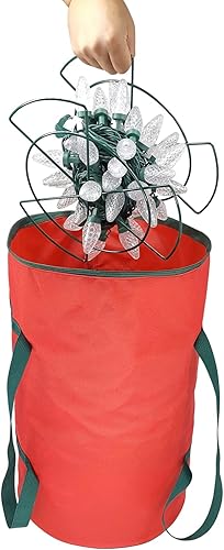 Miniatura 3 de Sattiyrch Bolsa de almacenamiento de luz de Navidad, con 4 carretes de metal para almacenar un montón de bombillas de luces navideñas navideñas,
