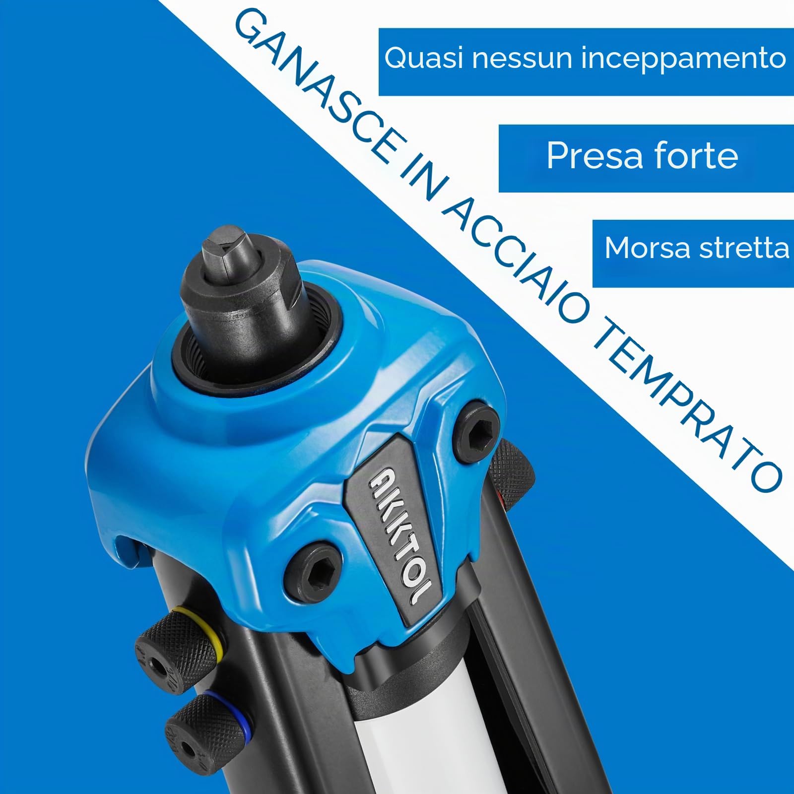AKKTOL Set di pinze per rivetti con 210 rivetti, pinza per rivetti ciechi da 6,4 mm a 2,4 mm, pinza per rivetti a mano, adatta per acciaio inossidabile, acciaio e alluminio
