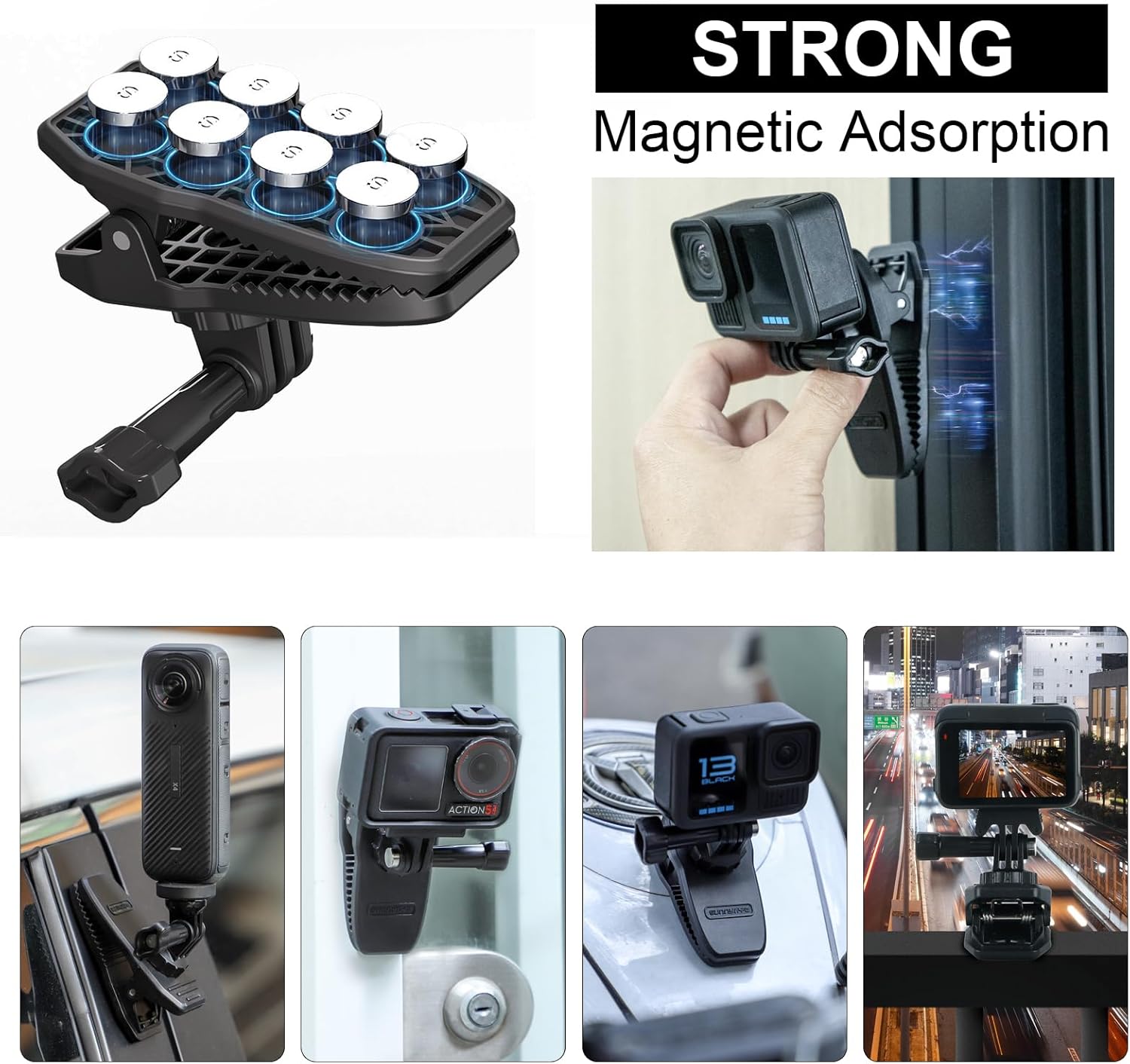 CAPART マグネット式カーサンバイザーカメラマウント DJI OSMO Action 5 Pro 4 3ポケット 3 2、GoP