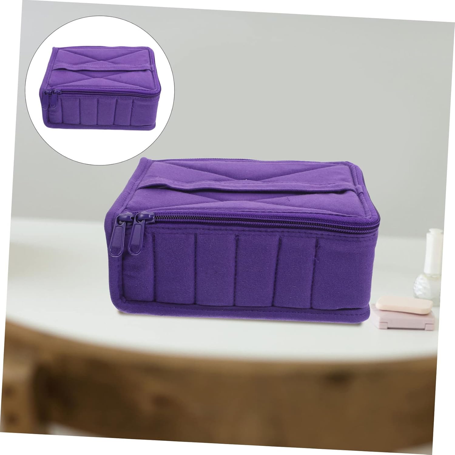 Essential Oil Organizer Bag Purple Travel Case for Up to Bottles Durable Storage Holder with Separated Design for Traveling Go Essentials