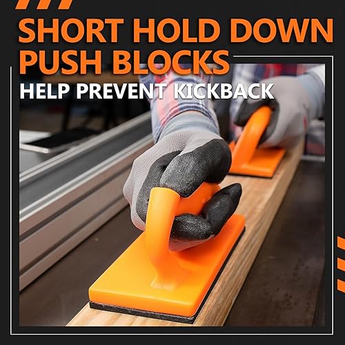 Miniatura 6 de POWERTEC Guía de plumas en tándem y empujadores, bloques de empuje se ajustan a sierras de mesa, mesas de router, sierras de banda y cepilladoras,