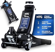 NTG Hydraulic Trolley Jack Flat 3T (85-485 mm Lifting Height) Set Includes Knee Cushion, 2 Cushions with Double Cylinder, Professional Trolley Jack, 3000 kg for SUV and Lowered Cars, Vehicles