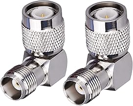 TUOLNK 2 Pack TNC mâle à TNC Femelle connecteur à Angle Droit 90 degrés Adaptateur coaxial TNC L Type connecteur RF antenne Adaptateur coaxial