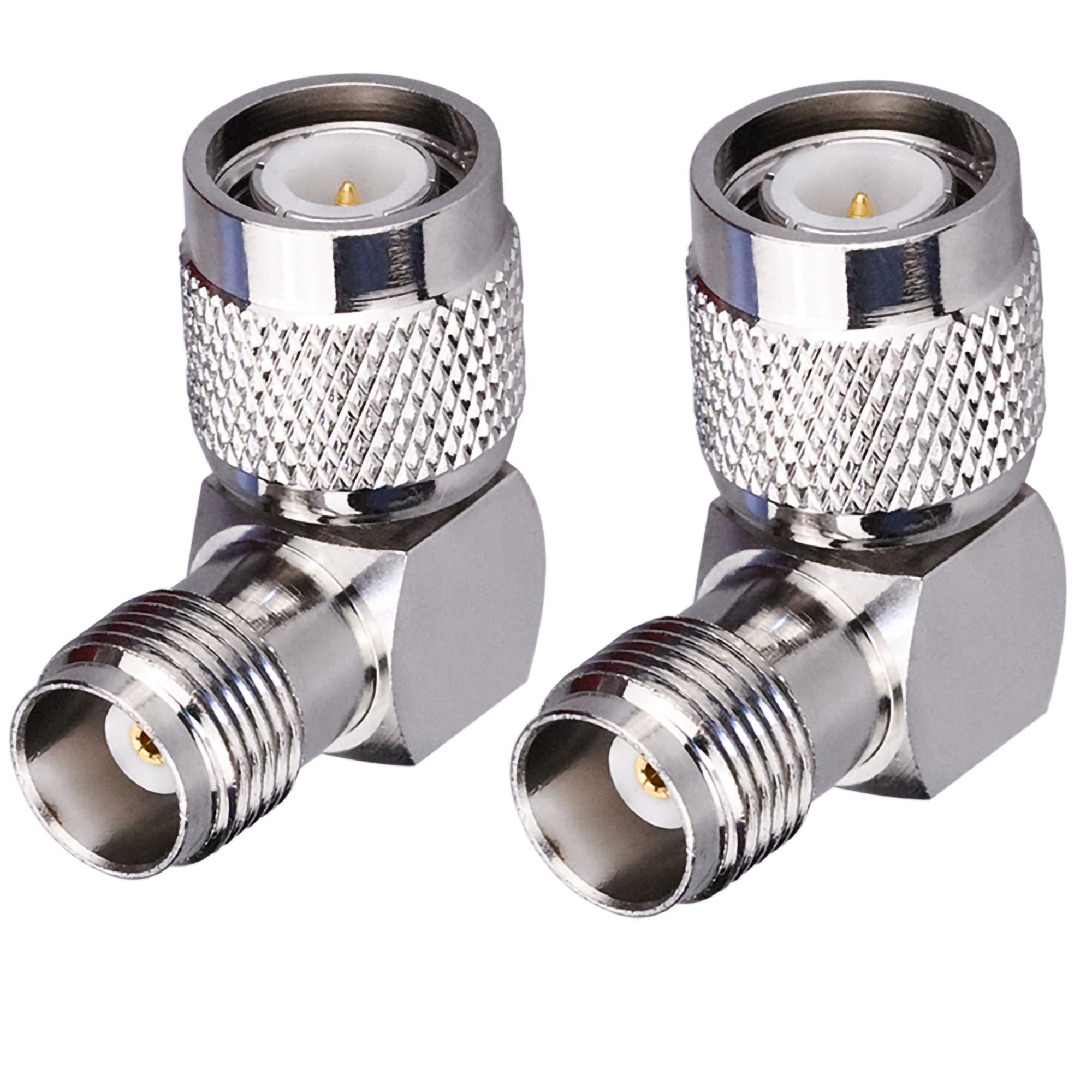 TUOLNK 2 Pack TNC Male to TNC Female Right Angle Connector 90 Degree Coax Adapter TNC L Type Connector RF Antenna Coaxial Adapter