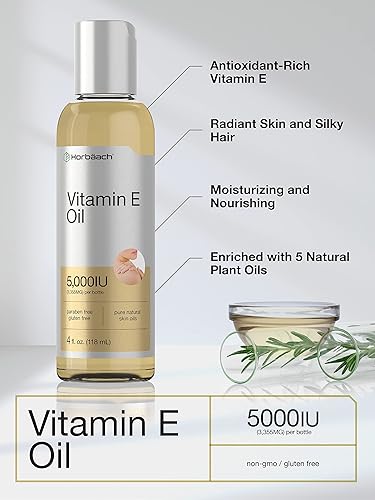 Miniatura 3 de Aceite natural de vitamina E  5000 UI  Paquete económico de 8 onzas 2 x 4 onzas para piel cabello y cara fórmula vegetariana sin OMG y sin gluten