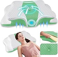Vista 13 de Almohada cervical para aliviar el dolor para el cuello, almohada ergonómica ajustable para dormir acogedor, almohadas ortopédicas de espuma