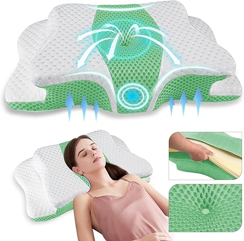 Miniatura 13 de Almohada cervical para aliviar el dolor para el cuello, almohada ergonómica ajustable para dormir acogedor, almohadas ortopédicas de espuma