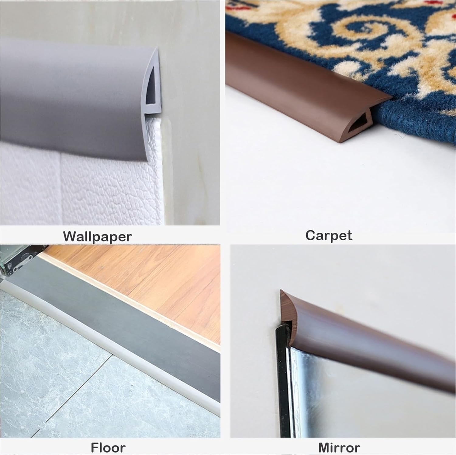 GQQGSHOP 16.4 FT Self Adhesive Floor Transition Strip Carpet & Floor Edging Trim Strip PVC Carpet Trim Suitable for Threshold Transitions with a Height 0.11~0.2Inch (3~5mm)(Coffee)