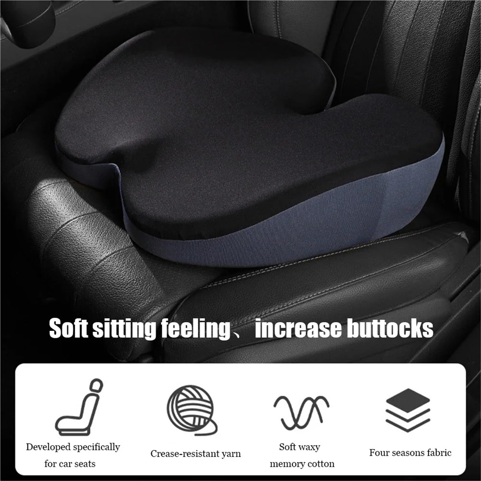 Cuscino Per Auto Sedile conducente principale for auto, cuscino di rialzo in memoria ortopedico antiscivolo, comodo for sedia da ufficio(GREY_FOAM_ONLY 1PC)