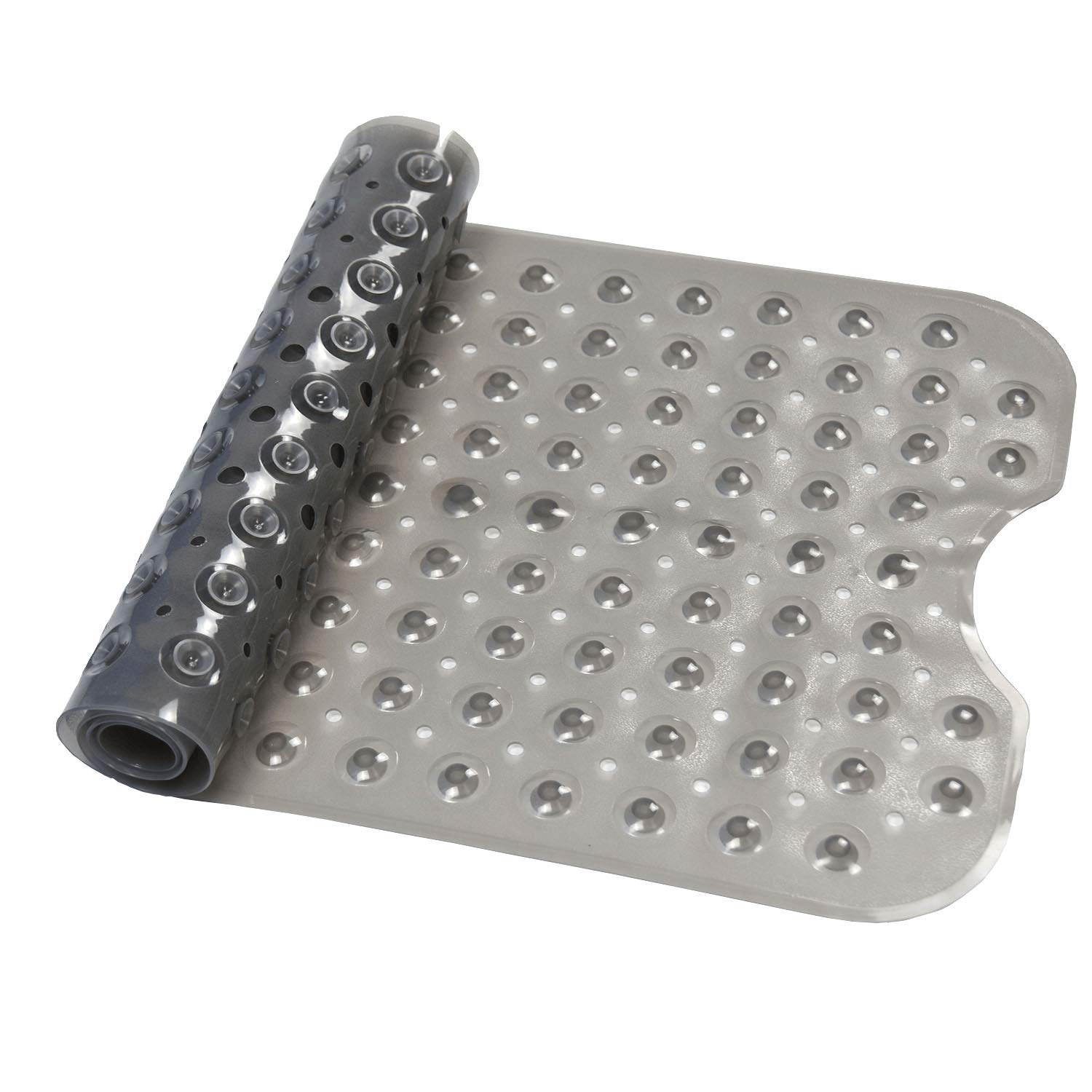 Bathafe 100x40CM Extra Long Non slip Bath Mats Anti slip Shower Tub Mats Strong Suction Bathtub Mats for Old Adults Childs,Transparent Grey